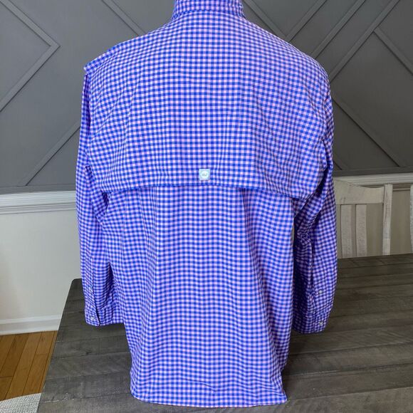 Vineyard Vines Harbor Shirt Blue Pink Check Vented Button Front Men's XL - Picture 4 of 9